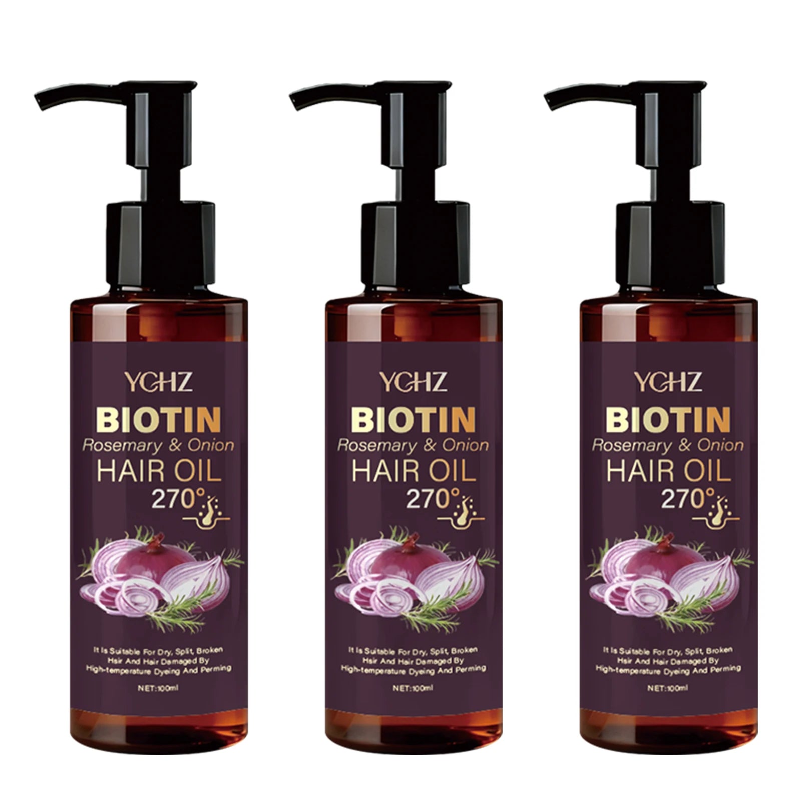 Biotin Hair Oil with Rosemary and Onion - Moisturizes Dry, Damaged, and Frizzy Hair - Nourishing Formula for Smooth, Silky Hair - Suitable for Normal Hair Types