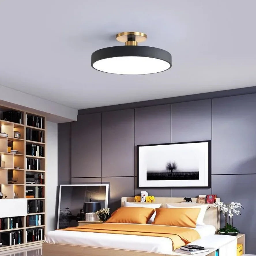 Nordic LED Ceiling Light Modern Circular Macaron Home Decoration Light Living Room Bedroom Balcony Study Room Indoor Lighting