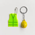 Creative Vest + Safety Helmet Shaped Keychain, Night Travel Sports Reflective Pendant for Backpack Luggage Hanging Accessories