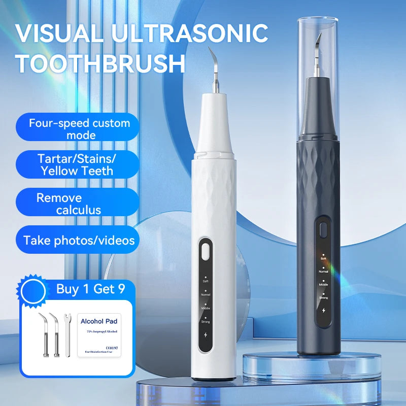 Smart Ultrasonic Tooth Scaler With Camera 4 Speeds Visual Electric Sonic Teeth Plaque Cleaner For Teeth Tartar Stain Calculus