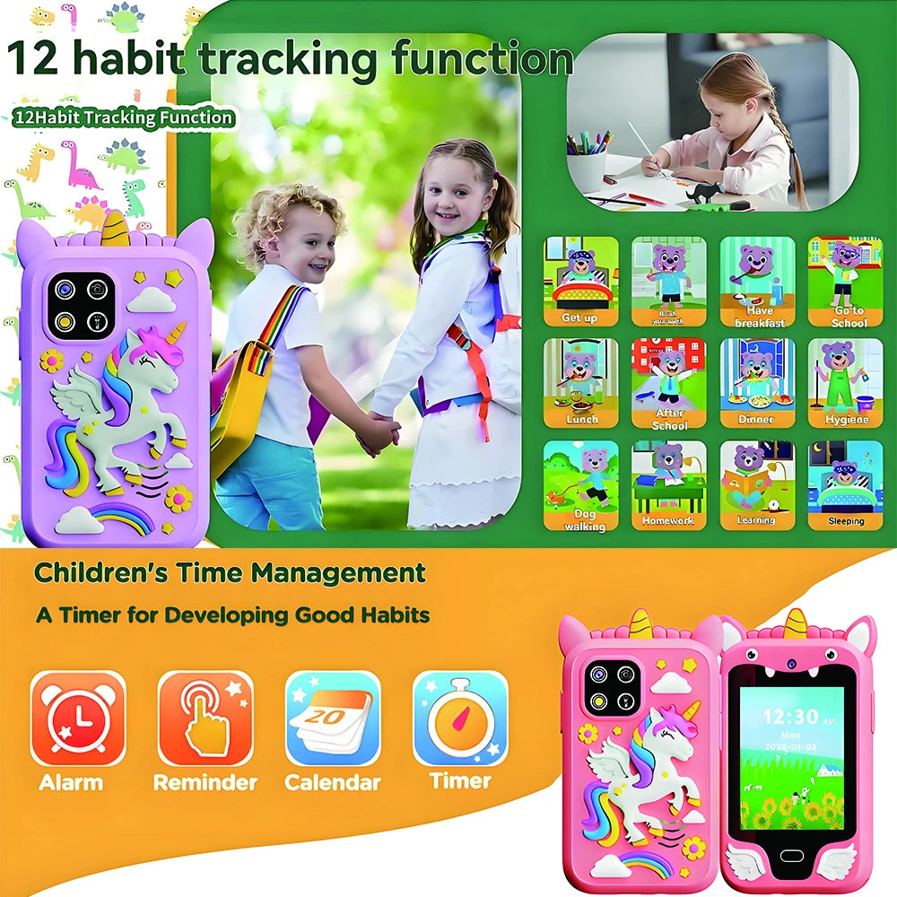 Kids Smart Phone Toy TouchScreen Unicorn Baby Mobile MP3 Music Player Digital Camera Educational Toys Girls Boys Birthday Gifts