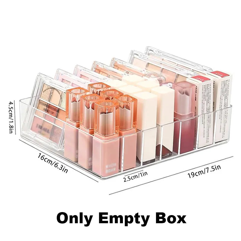 Makeup Organizer for Eyeshadow Palette and Lipstick Organizer 7 Section Desktop Divided Clear Plastic Cosmetic Tools Organizer