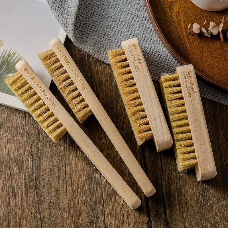 Multifunctional Home Cleaning Brush - Wooden Handle, Boar Bristle, Hanging Hole for Laundry & Shoes