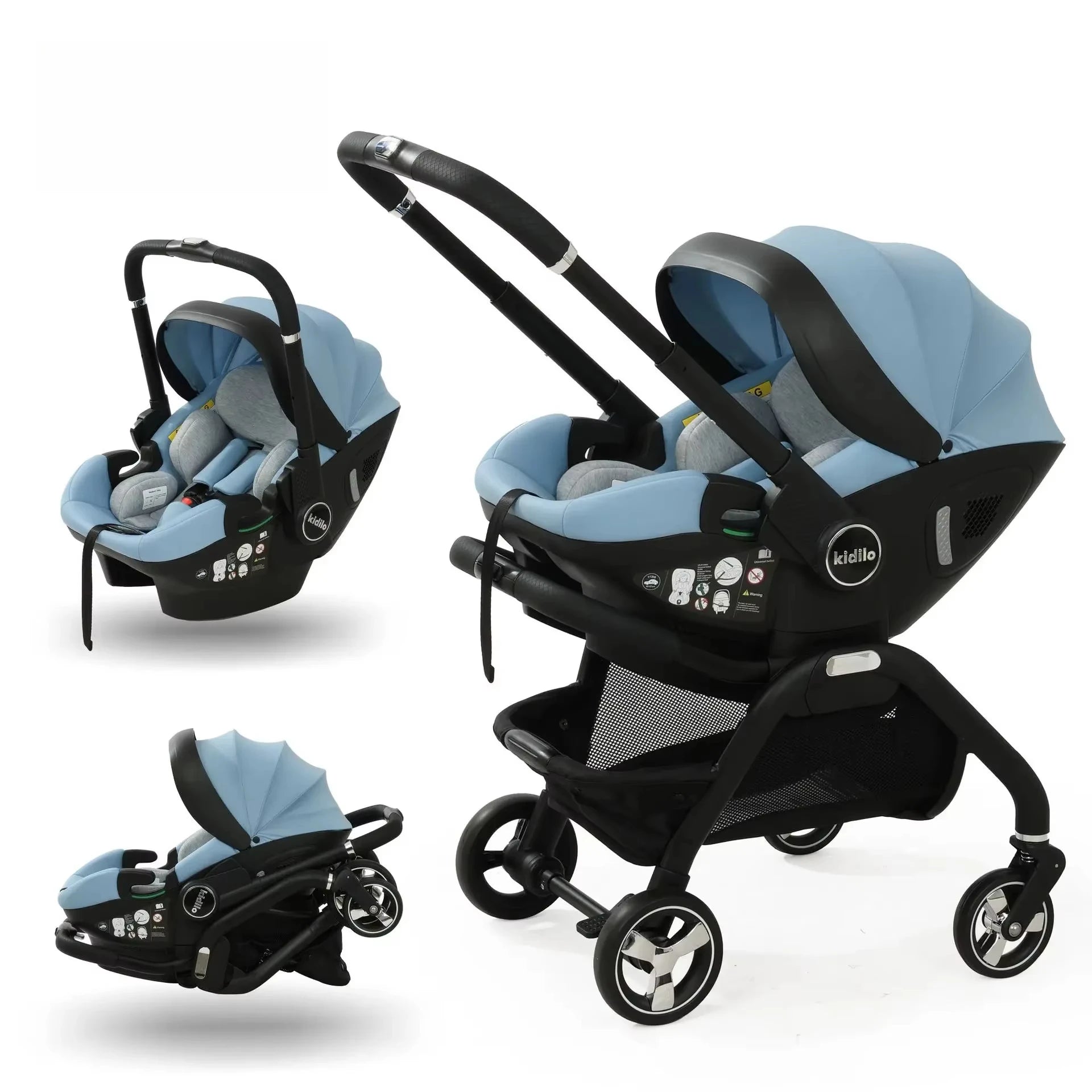 Kidilo 3-in-1 baby stroller, baby safety seat, newborn baby sleeping basket, portable 5 color choices Suitable for ages 0-1