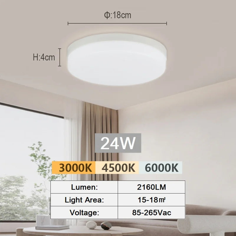 LED Ceiling Lamp 18-48W Flush Mount Fixture 3000K-6000K Daylight Modern Home Lighting for Bedroom  Living Room  Kitchen Hallway
