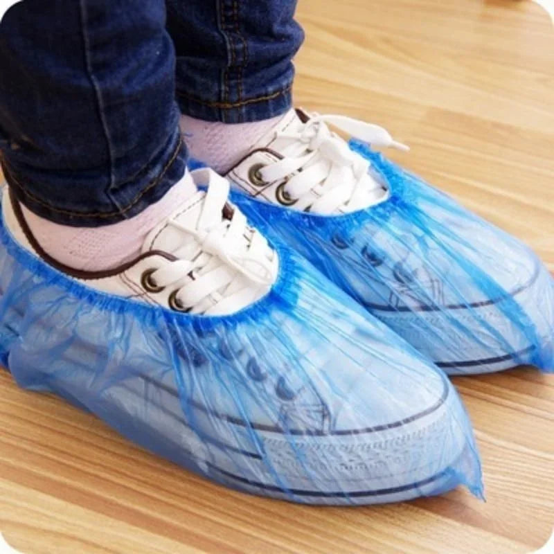 100PCS Medical Waterproof Boot Covers Plastic Disposable Shoe Dust Covers Overshoes Home Cleaning Wholesale
