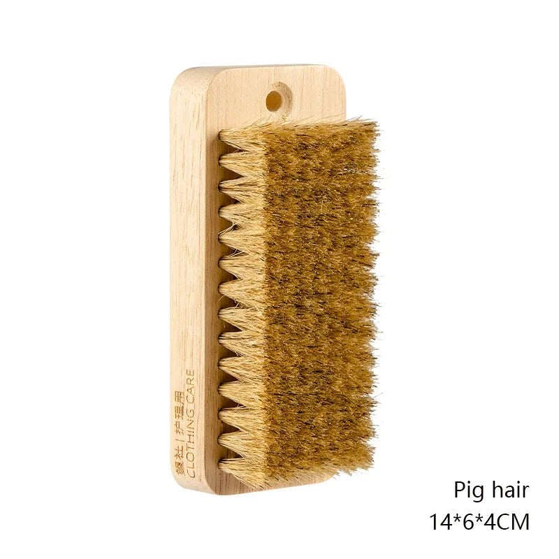 Multifunctional Home Cleaning Brush - Wooden Handle, Boar Bristle, Hanging Hole for Laundry & Shoes