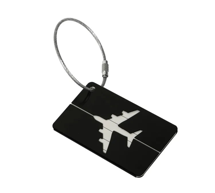Aluminium Alloy Aircraft Luggage Tag with Name Travel Luggage Tag ID Card Anti-lost Solid Colour Travel Accessories
