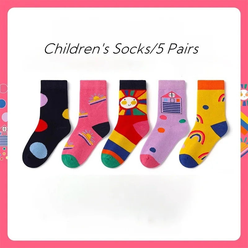 Baby Socks Children Spring Socks 1-14T Boys Funny Puppy Pattern Socks5 Pairs Cotton Socks Kids Sock