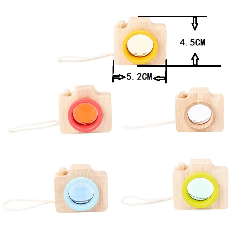 Baby Wood Colorful Camera Kaleidoscope Toys for Children Rainbow Wooden Toys for Children Kids Learning Early Educational Game