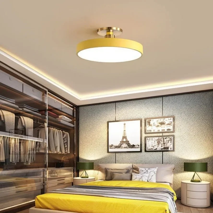 Nordic LED Ceiling Light Modern Circular Macaron Home Decoration Light Living Room Bedroom Balcony Study Room Indoor Lighting