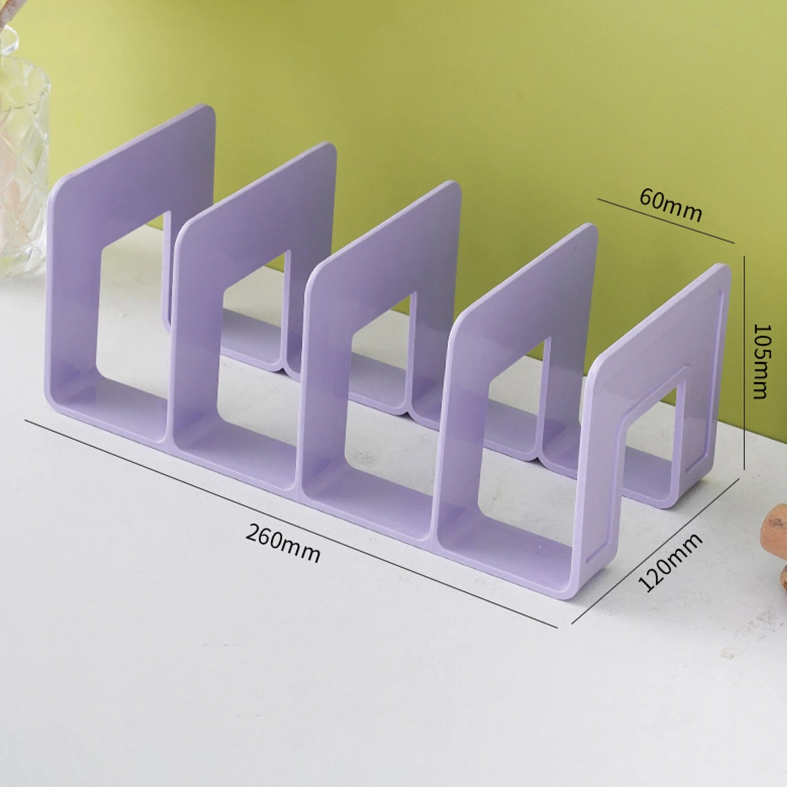 4 Compartments Rack Book Organizer ABS Bookends Stand Bookshelf Divider Book Paper Files Storage Rack for Home Office Classroom