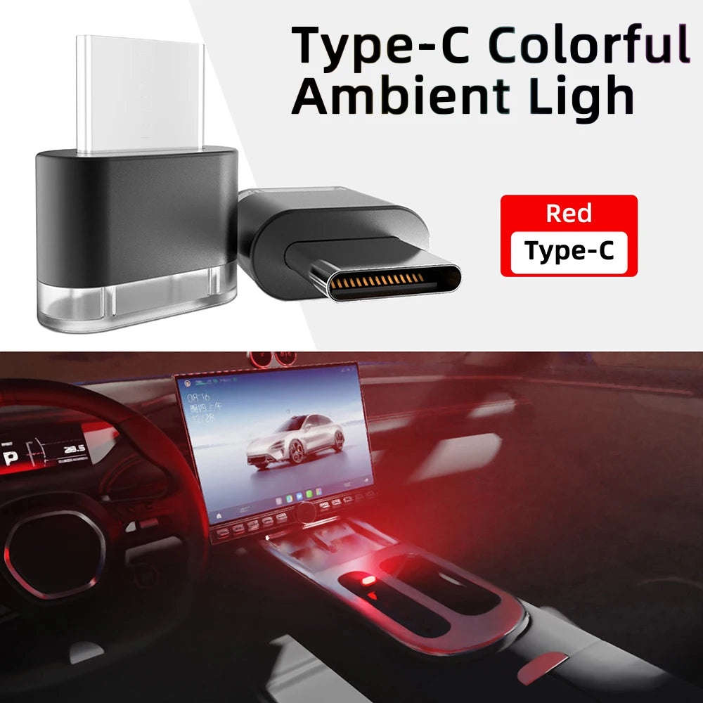 New  Type-C Car Interior Ambient Atmosphere Light LED Signal Lights Auto Reading Lamp Decorations Car Interior Accessories