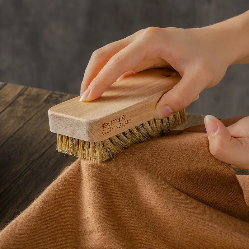 Multifunctional Home Cleaning Brush - Wooden Handle, Boar Bristle, Hanging Hole for Laundry & Shoes