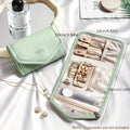 Travel Jewelry Organizer Bag, PU Material Necklace Earring Ring Storage Pouch with Watch Compartment, Portable Zippered