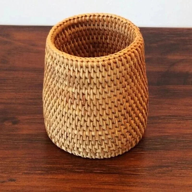 Household Rattan Storage Organizer Box for Utensils Tableware Kitchen Office Supplies Multifunctional Home Organization Basket