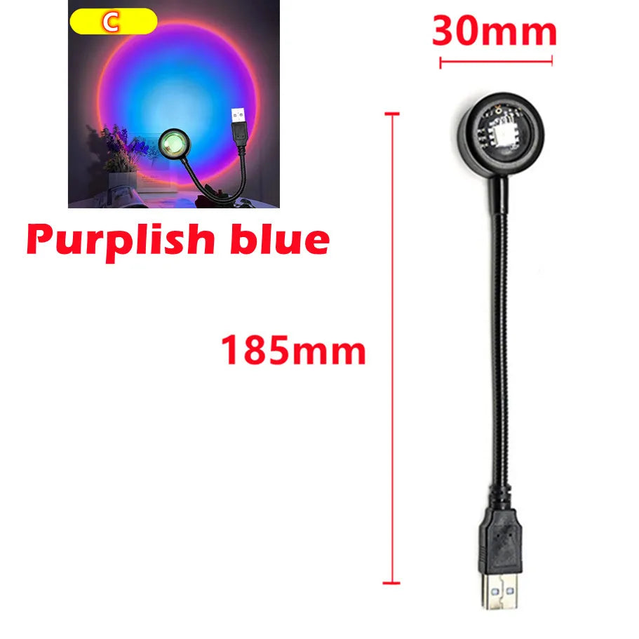 LDHLM Sunset Lamp LED USB Rainbow Neon Night Light Projector Photography Wall Atmosphere Lighting for Bedroom Decor Gift