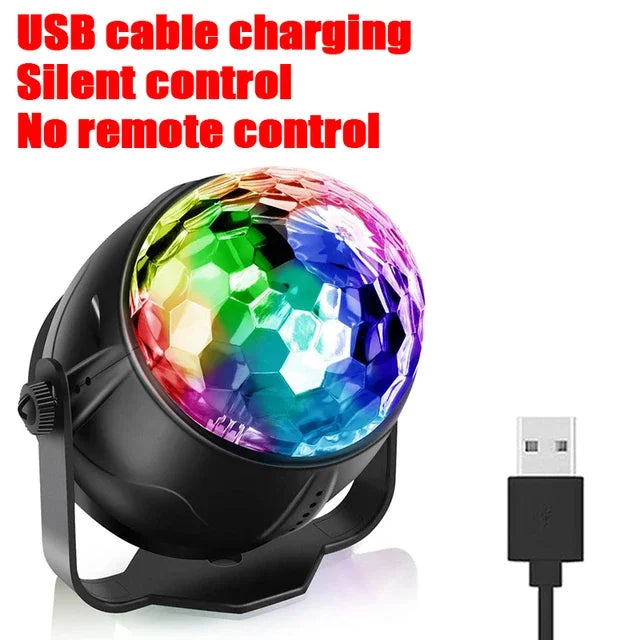 LED Stage Disco Light Rotating DJ Ball Strobe Colorful Magic Dance Car Ambient RGB Christmas Gift Party Club Car Laser Show Lamp