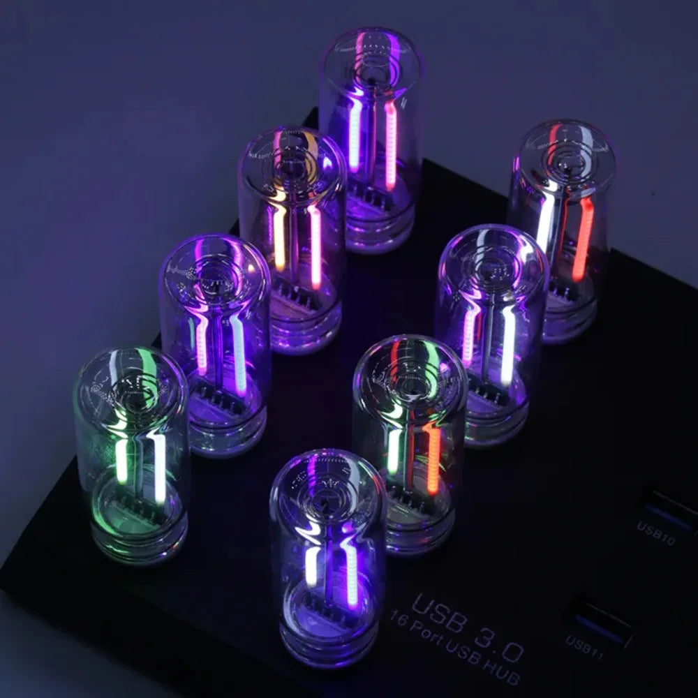 Car USB Night Light Touch Dimmable LED Filament Lamp Portable Lighting Plug and Play Decorative Atmosphere Light for Car Bedroom
