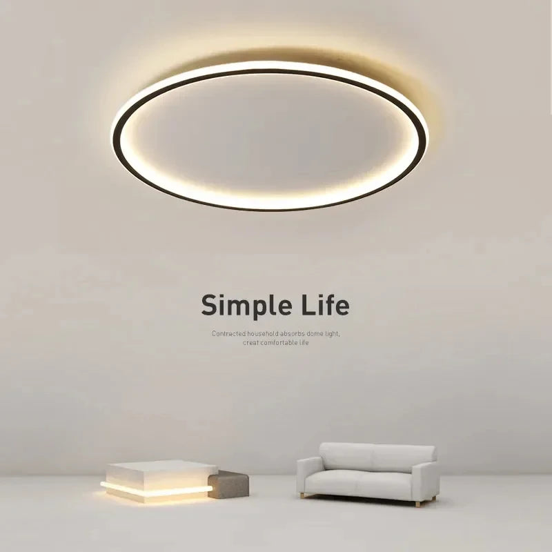 Simple Nordic Style Lighting Ceiling Lamp All White And Black Edge Modern Living Room Lamp Bedroom Home Lighting Decoration