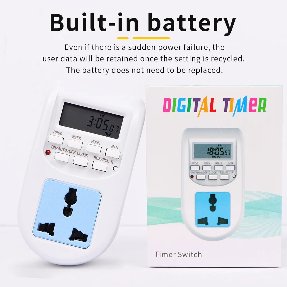 Smart Electronic Timer 220V Weekly Time Switch Programmable Timing Socket EU Plug Outlet Time Control for Kitchen Household