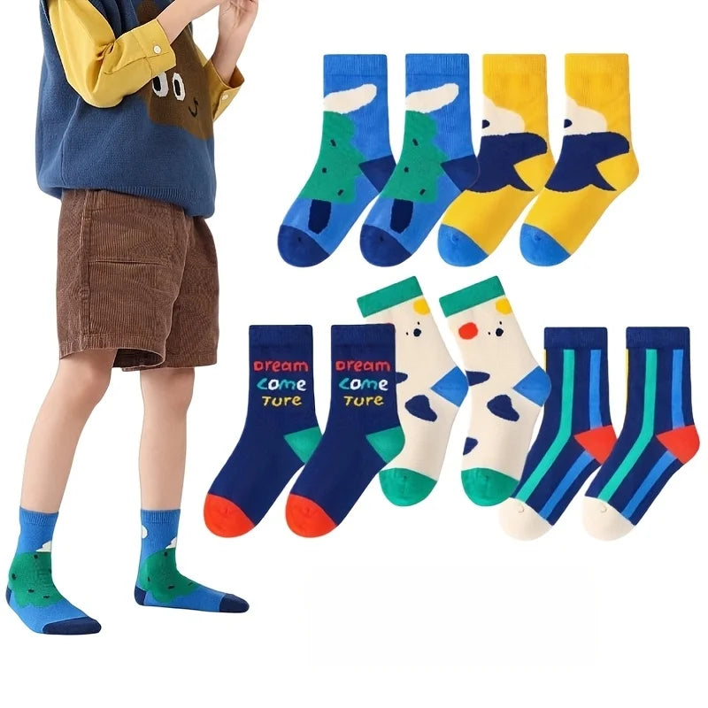 Baby Socks Children Spring Socks 1-14T Boys Funny Puppy Pattern Socks5 Pairs Cotton Socks Kids Sock
