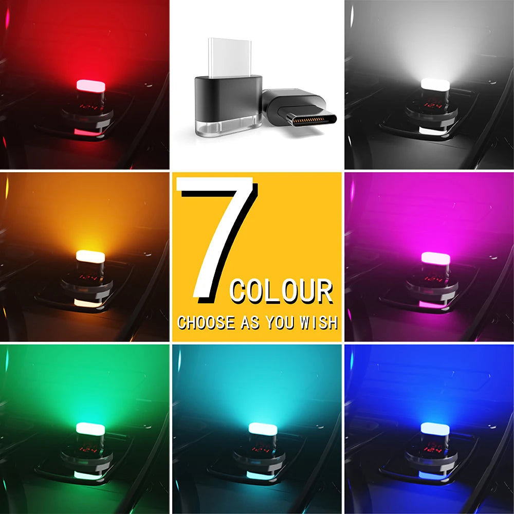 New  Type-C Car Interior Ambient Atmosphere Light LED Signal Lights Auto Reading Lamp Decorations Car Interior Accessories