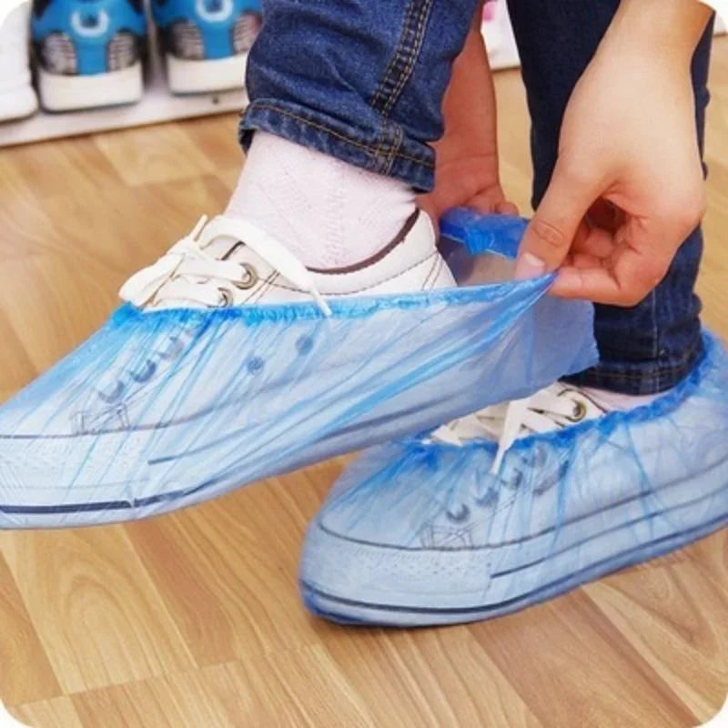 100PCS Medical Waterproof Boot Covers Plastic Disposable Shoe Dust Covers Overshoes Home Cleaning Wholesale
