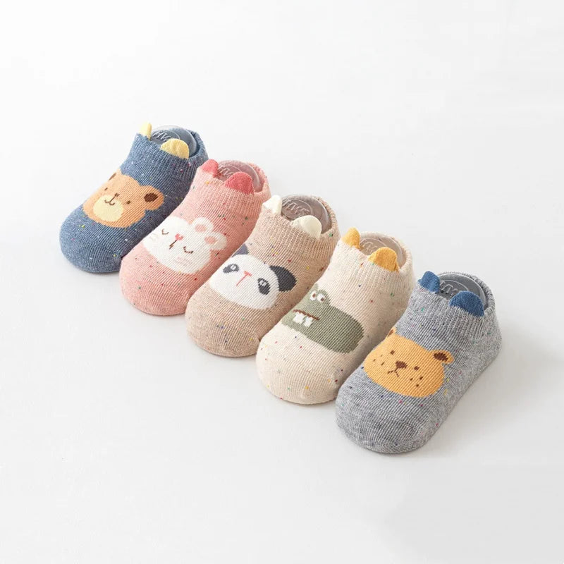 Kids Floor Socks For Boys Girls Soft Cotton Baby Toddler Home Anti-slip Short Socks Autumn Winter Cartoon Sports Socks 0-5Years
