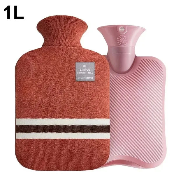 Hot Water Bottle with Knitted Cover Durable 1L/2L Hot Water Bag for Pain Relief Hot Cold Therapy Hand Feet Warmer Women Gifts