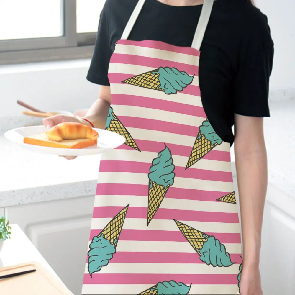 Cotton Linen Ice Cream Oil-proof Bibs Home Cleaning Tool Kitchen Apron Cooking