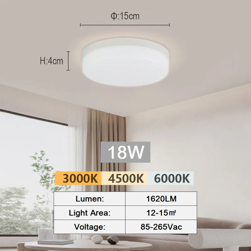 LED Ceiling Lamp 18-48W Flush Mount Fixture 3000K-6000K Daylight Modern Home Lighting for Bedroom  Living Room  Kitchen Hallway