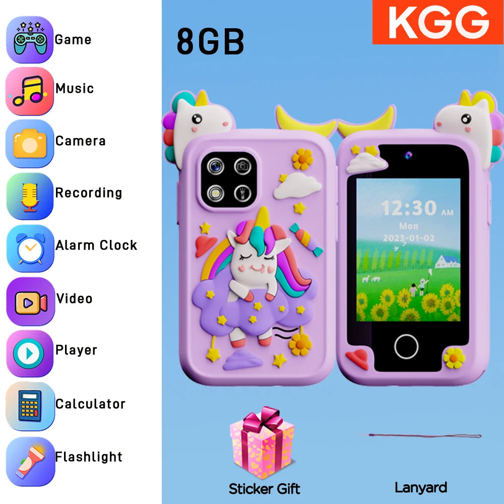 Kids Smart Phone Toy TouchScreen Unicorn Baby Mobile MP3 Music Player Digital Camera Educational Toys Girls Boys Birthday Gifts