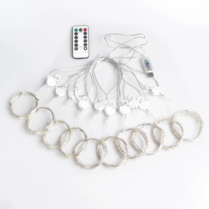 LED Curtain Lights Warm Fairy String Lights Festival USB Lighting Rainbow Window Lamp Home Bedroom Wedding Christmas Decoration