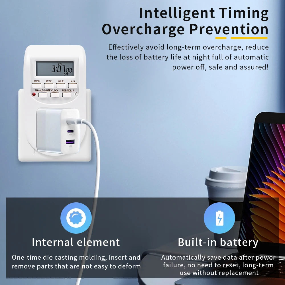 Smart Electronic Timer 220V Weekly Time Switch Programmable Timing Socket EU Plug Outlet Time Control for Kitchen Household