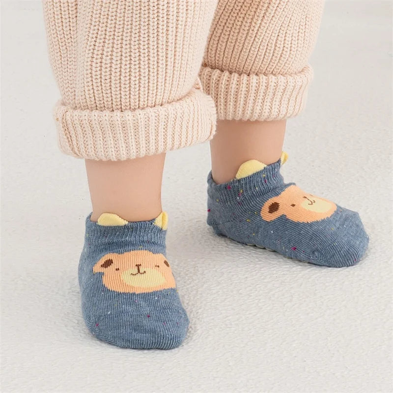 Kids Floor Socks For Boys Girls Soft Cotton Baby Toddler Home Anti-slip Short Socks Autumn Winter Cartoon Sports Socks 0-5Years