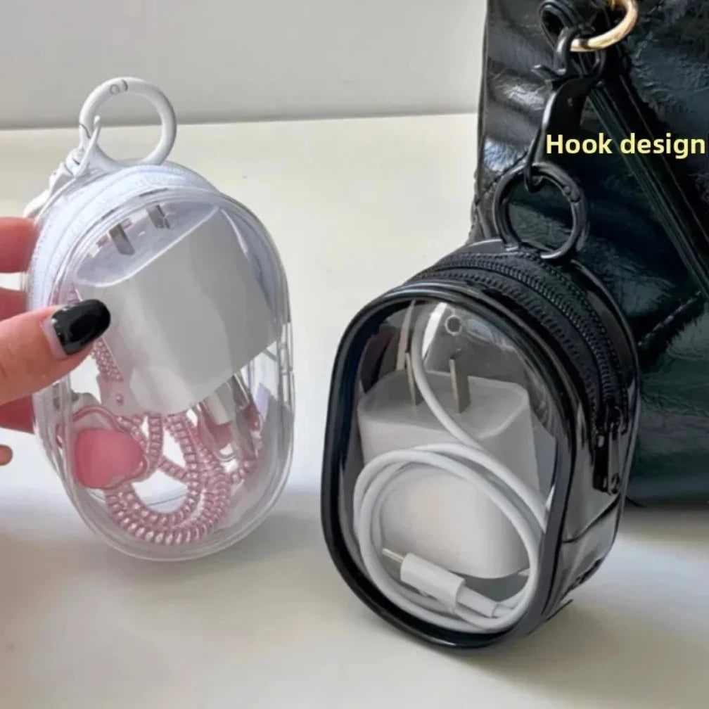 Transparent Travel Cable Organizer Bag Portable Charger Case Accessories Storage for Home Office Travel Pendant Design