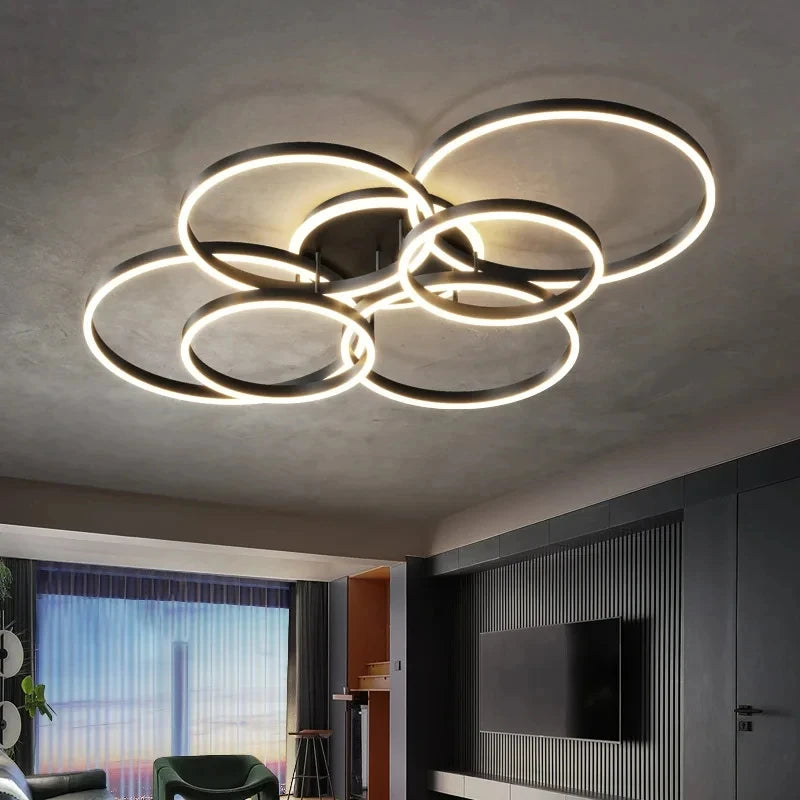Modern Chandelier Lighting LED Indoor Ceiling Chandelier For Living Room Study Bedroom Nordic Round Rings Home Decor Chandeliers