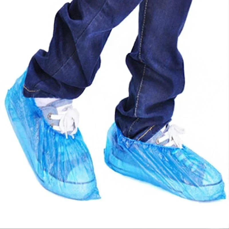 100PCS Medical Waterproof Boot Covers Plastic Disposable Shoe Dust Covers Overshoes Home Cleaning Wholesale