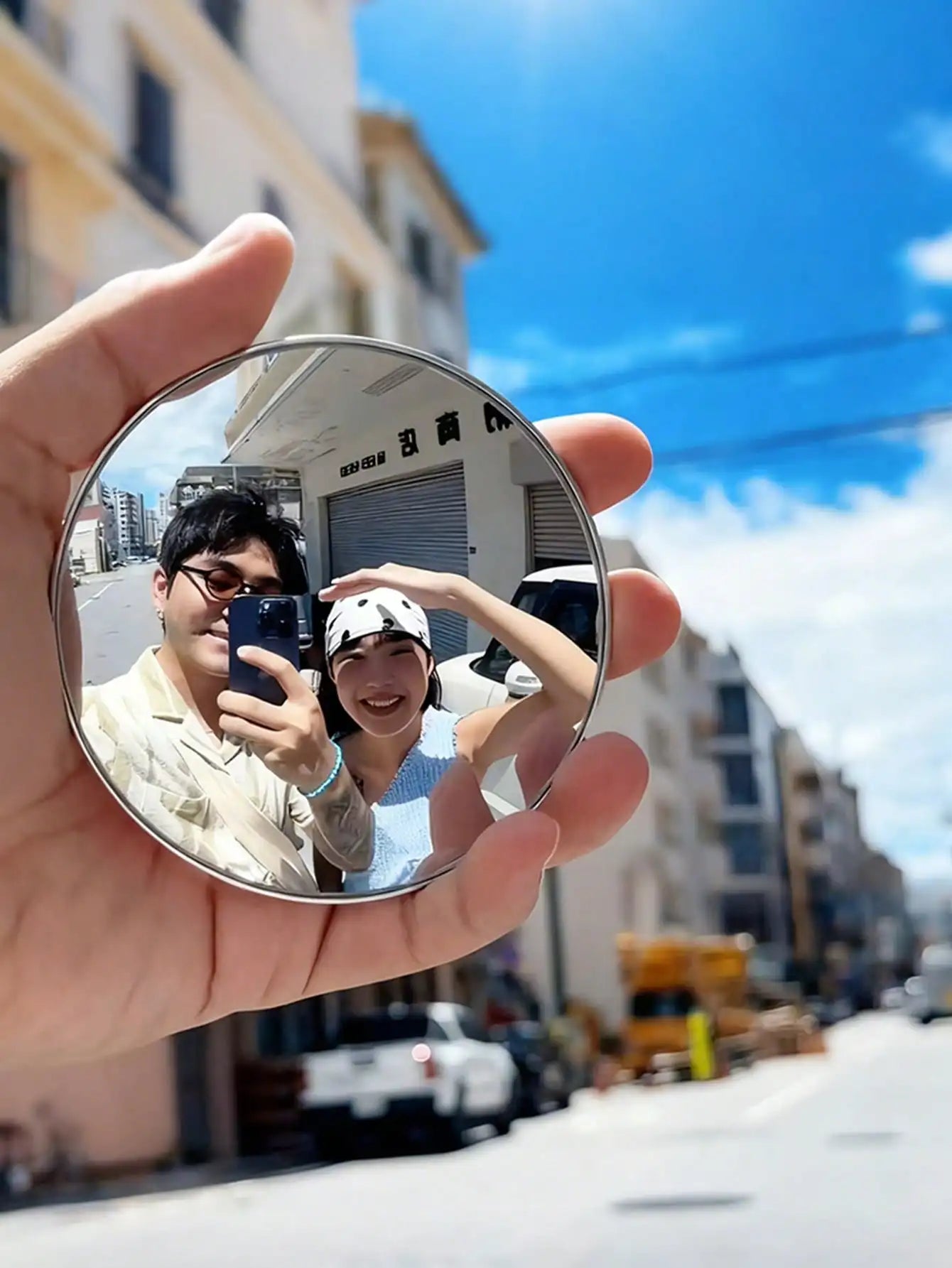 1 travel photo mini round mirror, reflective mirror, spherical mirror, portable wide-angle lens, photo and selfie accessories