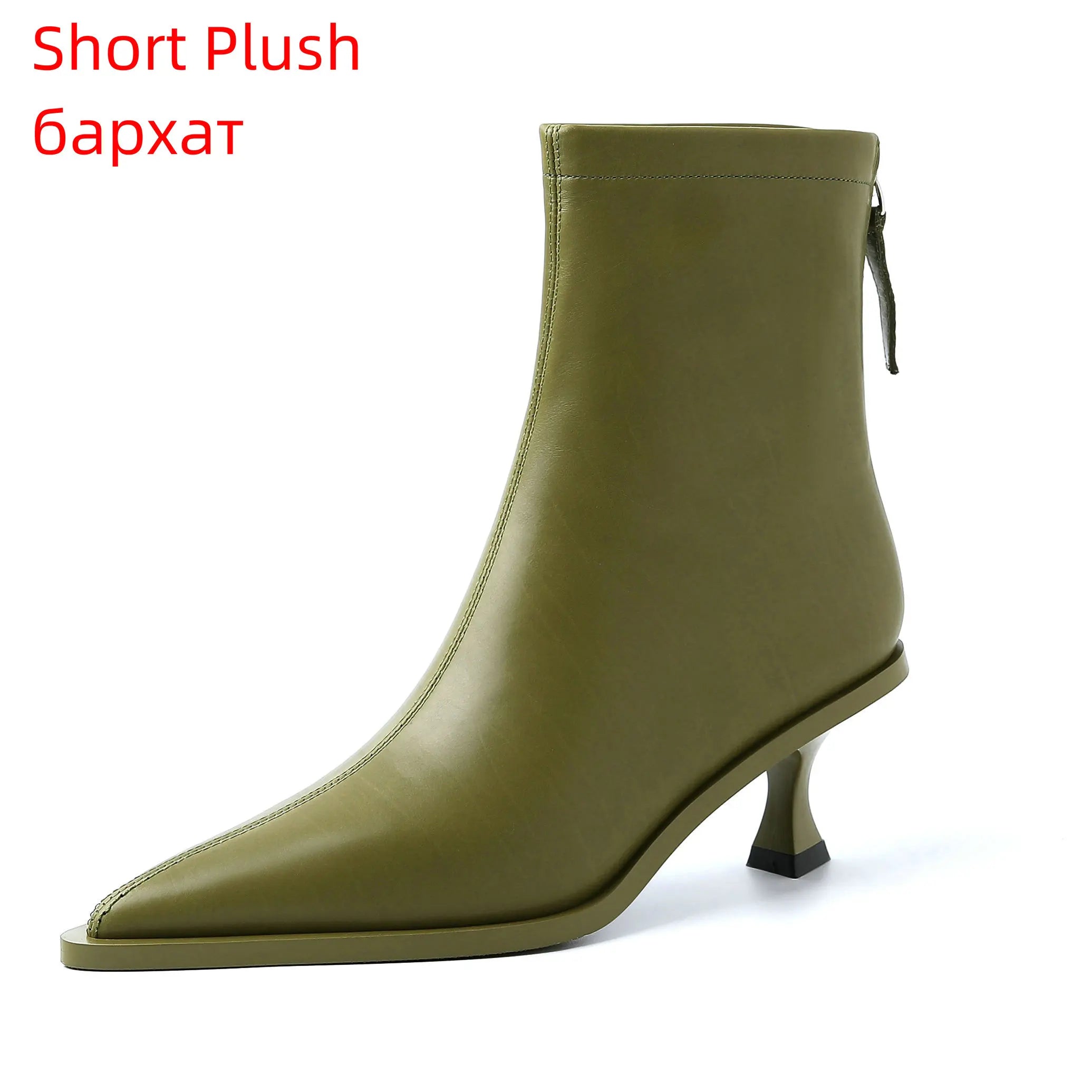 QUTAA 2025 Fashion Women Ankle Boots Sexy Autumn Winter Pointed Toe High Heels Genuine Leather Casual Black Shoes Size 34-43