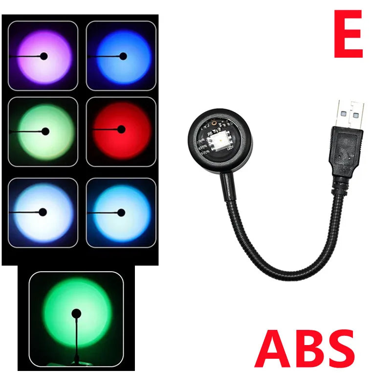 LDHLM Sunset Lamp LED USB Rainbow Neon Night Light Projector Photography Wall Atmosphere Lighting for Bedroom Decor Gift