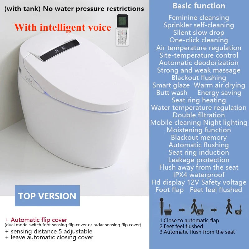 Economical modern automatic foot sensor flushing luxury smart toilet remote control toilet Wc integrated smart toilet