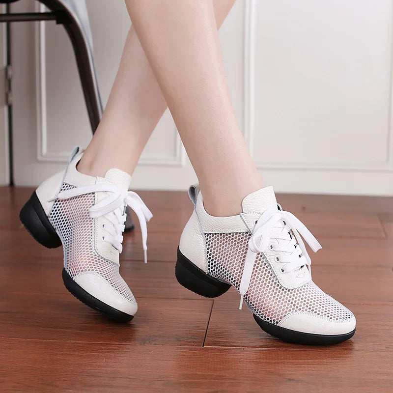 XIHAHA Women Genuine Leather Dance Shoes Boots Square Dance Shoes Increase Sneakers Boots Soft Sole Woman Shoes Modern
