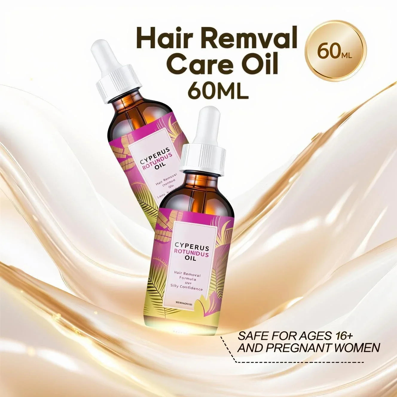 Natural Hair Inhibitor Body Oil 60ml - Jojoba & Almond Formula Gently Slows Growth & Smooths Skin for All Types.