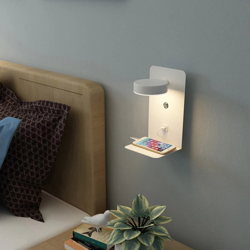 LED Wall Light Interior  Mobile Phone Charging USB Wall Lamps With Switch Bedroom Bedside Reading Lights Decoration Living Room