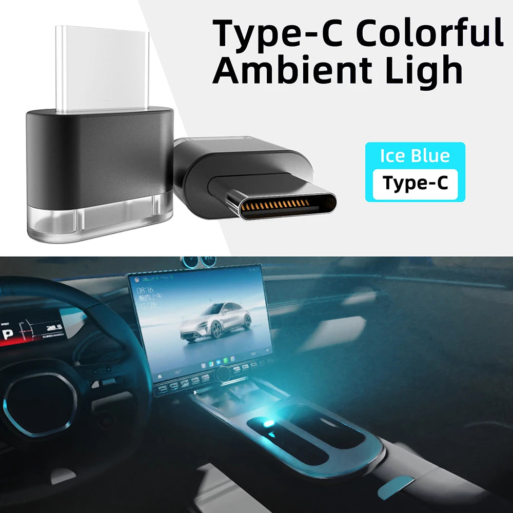 New  Type-C Car Interior Ambient Atmosphere Light LED Signal Lights Auto Reading Lamp Decorations Car Interior Accessories