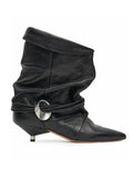 2024 Autumn/Winter New Women's Thin Heel Short Boots Fashion Pointed Wide Tube Folded Stacked Boots Women's Large Ankle Boots
