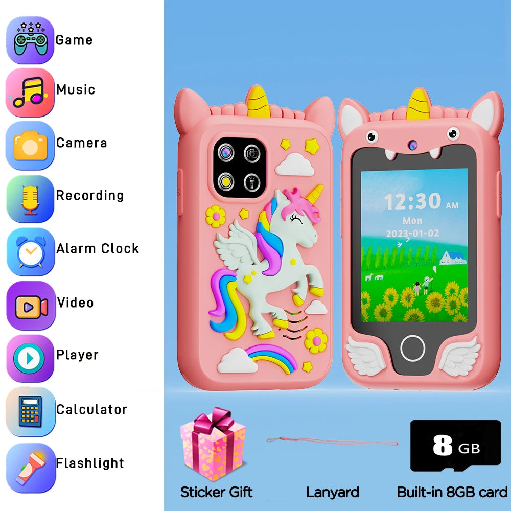 Kids Smart Phone Toy TouchScreen Unicorn Baby Mobile MP3 Music Player Digital Camera Educational Toys Girls Boys Birthday Gifts