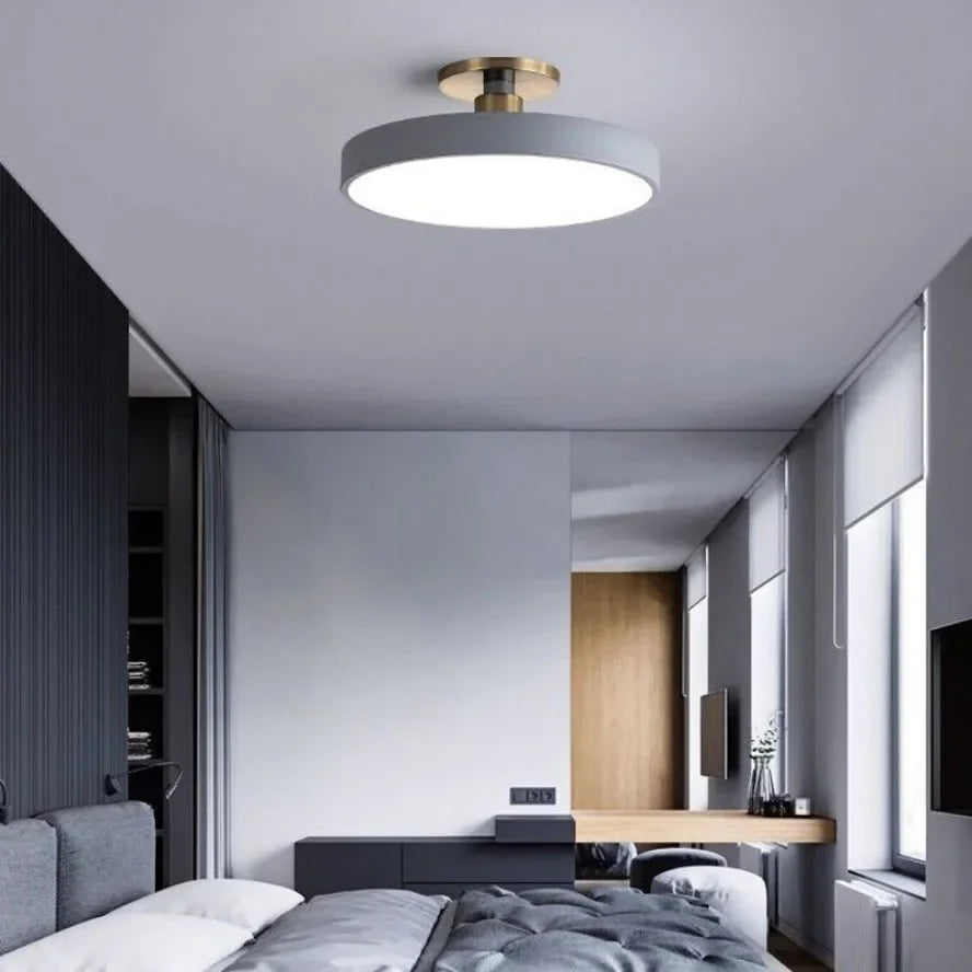 Nordic LED Ceiling Light Modern Circular Macaron Home Decoration Light Living Room Bedroom Balcony Study Room Indoor Lighting